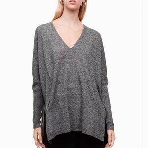 Aritzia Babaton Baylor Sweater Marled black gray oversized size S/M wool